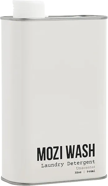 Mozi Wash Laundry Detergent Liquid, Unscented, 50+ Loads, Concentrated, Non toxic, Plant Based Enzyme Cleaner, Phosphate & Paraben Free, Long Lasting Luxury Clean, Scent Free, 32 oz Recyclable Bottle