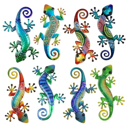 RNSKFG 8 Pieces Of Metal Gecko Hanging Decorations, Creative Decorations, And Home Pendants, Suitable For Living Room, Garden And Balcony.