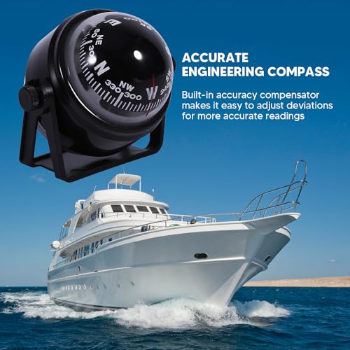 Brújula para barco multiuso ajustable para carro y navegación marina, compatible con botes, caravanas y camiones miniatura 5
