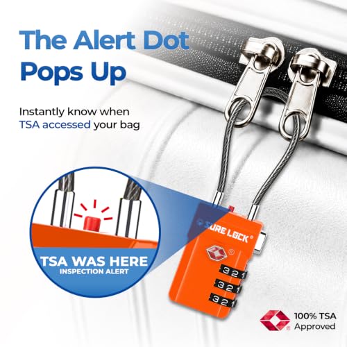 Image of SURE LOCK TSA Compatible Travel Luggage Locks, Inspection Indicator, Easy Read Dials (Orange 2 Pack)