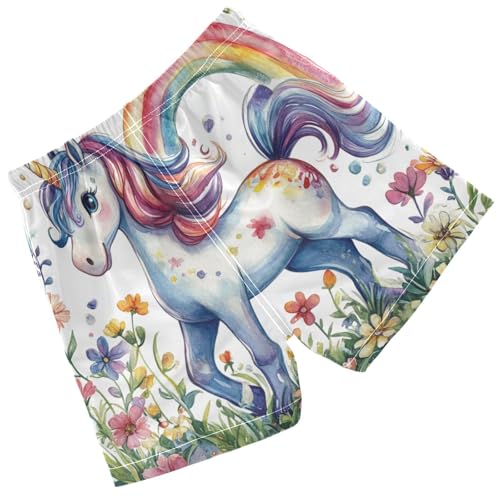 Pigsaly Boys Swim Trunks Cute Little Unicorn Rainbow Boys Board Shorts Swimsuit Swimwear Summer Bathing Suit 2T2
