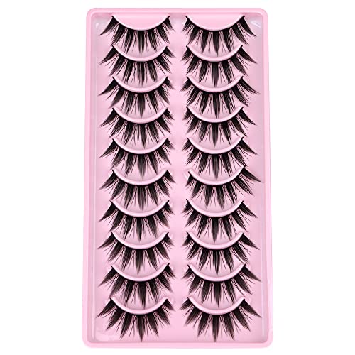 Eyelashes Natural Manga Lashes Clear Band False Eyelashes Cosplay Styles Natural Look Eyelash Extension 17MM Fake Eyelashes Wispy Lashes Pack 10 Pairs by Pawotence