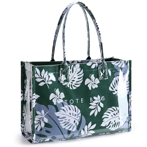 Image of KALIDI PVC Tote Bag Women's Kraft Paper Work Handbags Purses with Top Handle