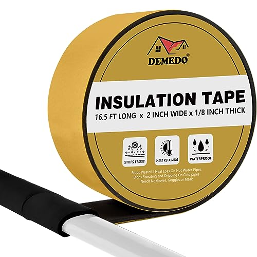 Pipe Insulation Tape, 16.5 FT x 2 Inch Foam Pipe Insulation Tape Self