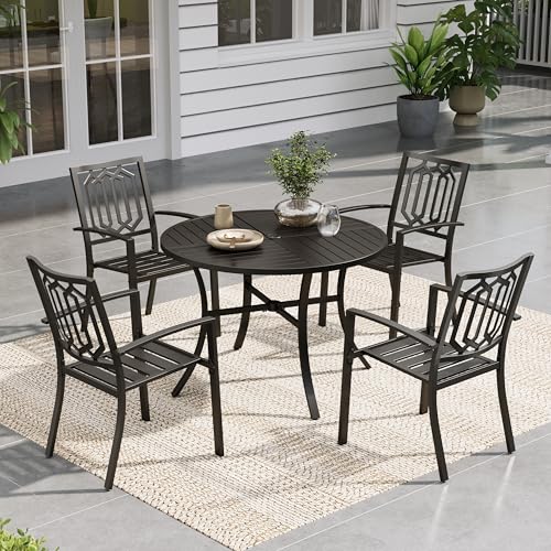 Image of Sophia & William 5 Pcs Outdoor Dining Set for 4& Round Metal Table