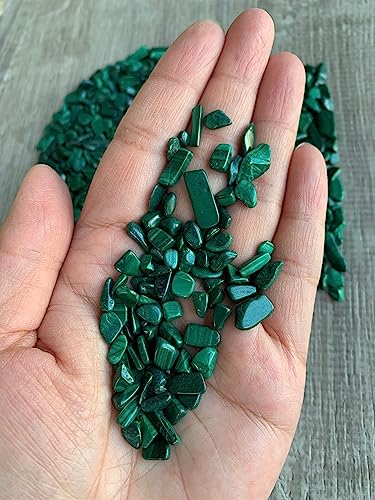 Image of 2 oz Lot Natural Semi Malachite Gemstone Chips, Crushed Mini Tumbled Crystals, Undrilled Crystal Chips (Malachite)