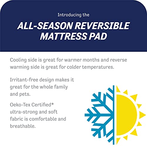 Protector de colchón reversible King All-In-One impermeable y termorregulador blanco 4