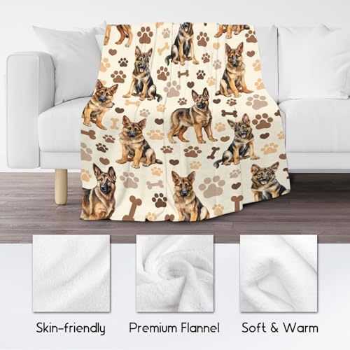 German Shepherd Blanket with Girls Boys, 40x50 Inches Blanket with Dogs on it, Cozy Soft Throw Gifts for Dog Lovers, Cute Flannel Throw Blankets for Couch Sofa