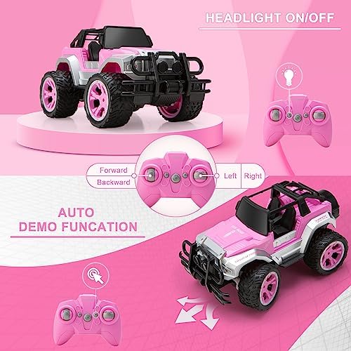 Carox Rosa RC Monstertruck Allrad für Mädchen mit LED für Mädchen – Ansicht 3