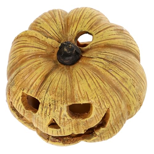 HOUDERCO Pumpkin Shaped Reptile Hideout Cave Creative Resin Decoration for Reptiles Lizards and Amphibians for Terrariums and Halloween Tank Decor Realistic Design
