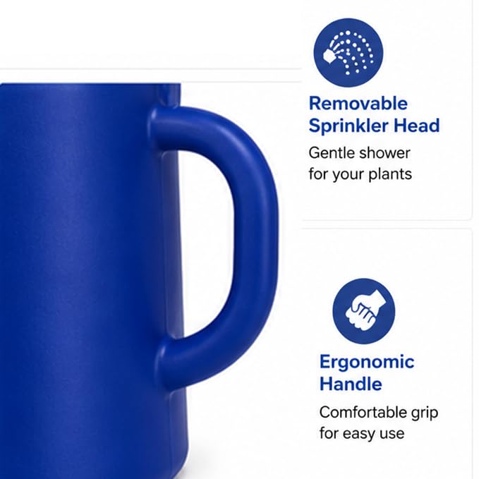 Image of Garden Watering Can, Blue Plastic Watering Can - 5 Litre, Plant Watering Sprinkler Can for Home Gardeners