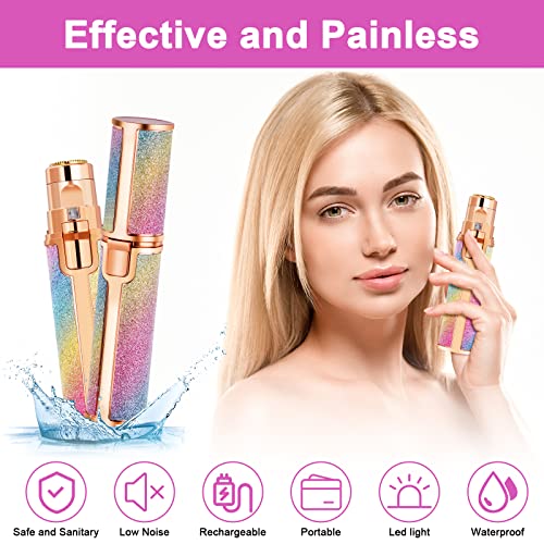 ACWOO-Depiladora-Facial-Mujer-Electrica-Depiladora-Cejas-Portatil-2-en-1-Rasuradora-Mujer-USB-Recargable-con-Cabezal-de-Repuesto-y-Luz-LED-Afeitadora-Sin-Dolor-para-Cara-Nariz-Labio-Iridiscente
