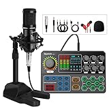 Podcast Equipment Bundle Audio Interface Sound Mixer ALL-IN-ONE with 3.5mm Condenser Microphone Stro