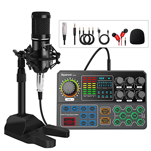 Podcast Equipment Bundle Audio Interface Sound Mixer All-In-One With 3.5Mm Condenser Microphone Strong Microphone Stand Set For Live Broadcast,Recording,Gaming #TOP5