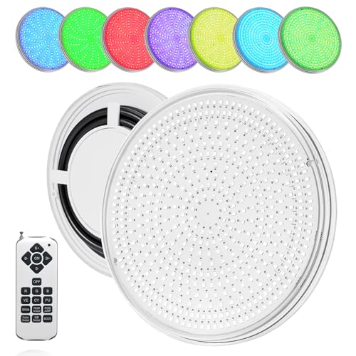 AHJ Luz plana para piscina RGB, Foco Piscina Led, Iluminación Subacuática para Piscina PAR56 36 W, Luces para Piscina, IP68 Iluminación, Ángulo de 180 °, Iluminación para Piscina, [12 V CA/DC]