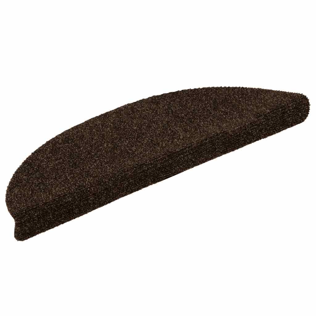 Stufenmatten Selbstklebend 15 Stück 56x17x3 cm Braun Halbrund Treppenstufen Matten, Teppich Innen für Treppen, rutschfest Stufenmatten Treppenteppich