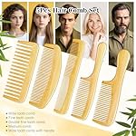 SALONSILK 5PCS Wooden Hair Comb Set, Bamboo Wide Tooth Fine Tooth Combs for Women and Men, Natural Wood Beard Styling Curly Detangling Set for Thick & Thin Hair - Image 2