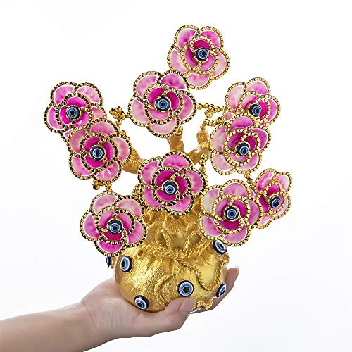 Turkish Evil Eye Flowers Tree With Golden Lucky Bag Ornament Artificial Plant In Vase Decoration For Good Luck Wealth #TOP3