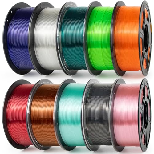 Image of IEMAI Clear PETG Filament 1.75mm 10KG Bundle, Glossy Transparent Finish 3D Printer Filament 10-Pack Clear Color Gray Red Orange Blue Fluorescent-Green Amber Pink Cyan Ocean-Blue