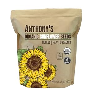 Anthony’s Organic Hulled Sunflower Seeds, 2 lb, Raw, Unsalted, Batch Tested and Gluten Free, Keto Friendly