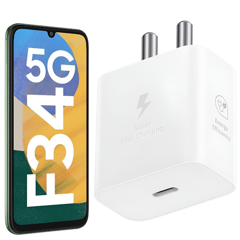 Image of 25W GaN Type-C Charger Compatible with Samsung F34 USB-C Super Fast 25 W Charging Speed Adapter for Galaxy F05 /A35 /M35 /F35 /A15 /M15 /F15 /S21 fe /S23 fe /S24 /S23 PD Support Quick Charging Adaptor, White