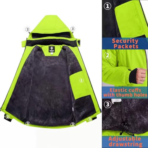 Image of Men's Winter Skiing Jacket Waterproof Warm Snow Fleece LiningCoat Mountain Hooded Windproof Rain Jacket S-6XL