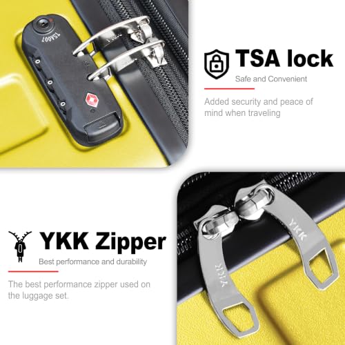 Image of KEYTANG Zebra Luggage Sets 3 Piece, 20 inch Carry On Luggage with Spinner Wheels, Hardside Business Travel Suitcase Set with TSA Lock, Lightweight Suitcase,20 /24 /28 inch,Yellow