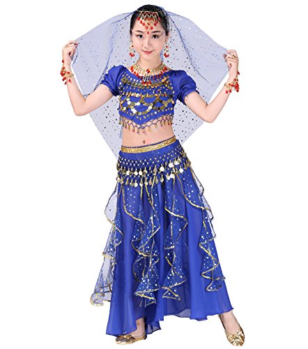 Astage Girl Belly Dance Kids Performance Indian Jewelry Costume All Ornaments Royal Blue S