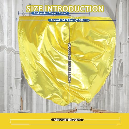 Baisdan 54"x54" Worship Flags for Dance Church, 2 Pack Praise Dance Flag Set, Beginner-Friendly Praise Flags With Flexible Rods & Carrying Bag, Gold by Baisdan - Image 2