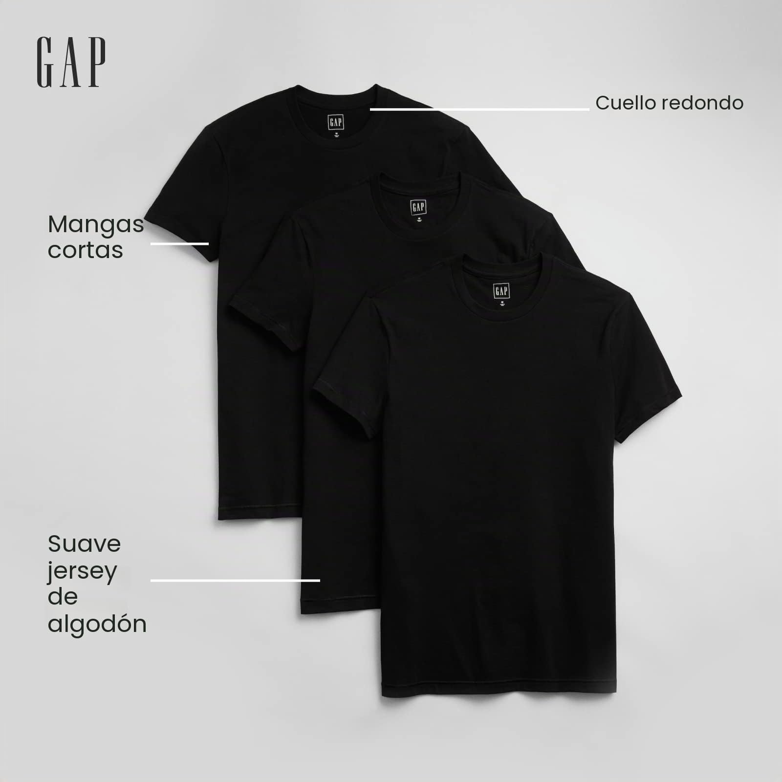 Gap Crew Neck T-Shirt (3-Pack) Camiseta de Cuello Redondo (Paquete de 3) Hombre (Pack de 3)