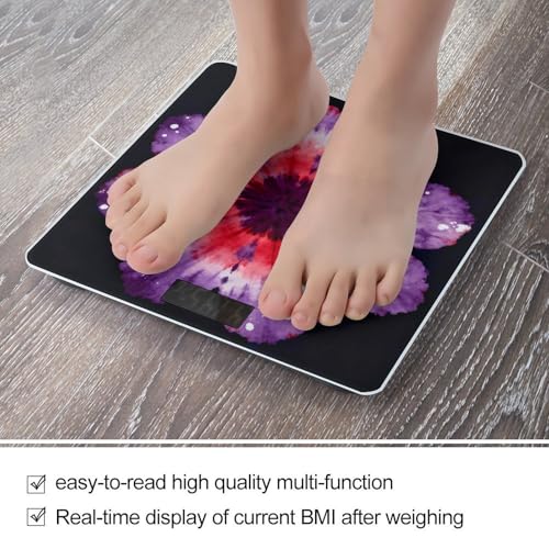 Báscula digital Tie Dye para baño con pantalla LCD miniatura 5