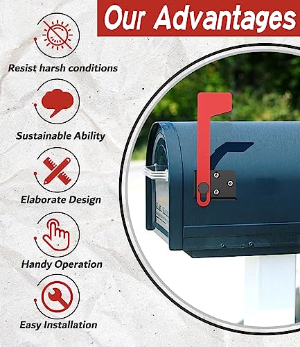 Red Mailbox Flag Replacement Galvanized Steel Mailbox Replacement Flag Kit Universal Outgoing Mail Mailbox Flag Proof Metal Replacement Flag Peel and Stick Universal Mailbox Flag for Outgoing Mailbox