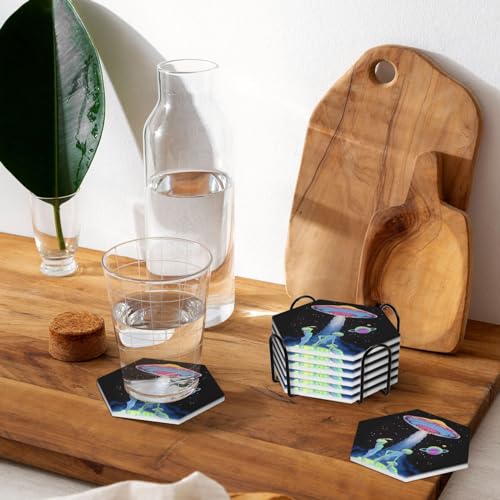 Dessous de verre en céramique lot de 6 avec support pour table - 8