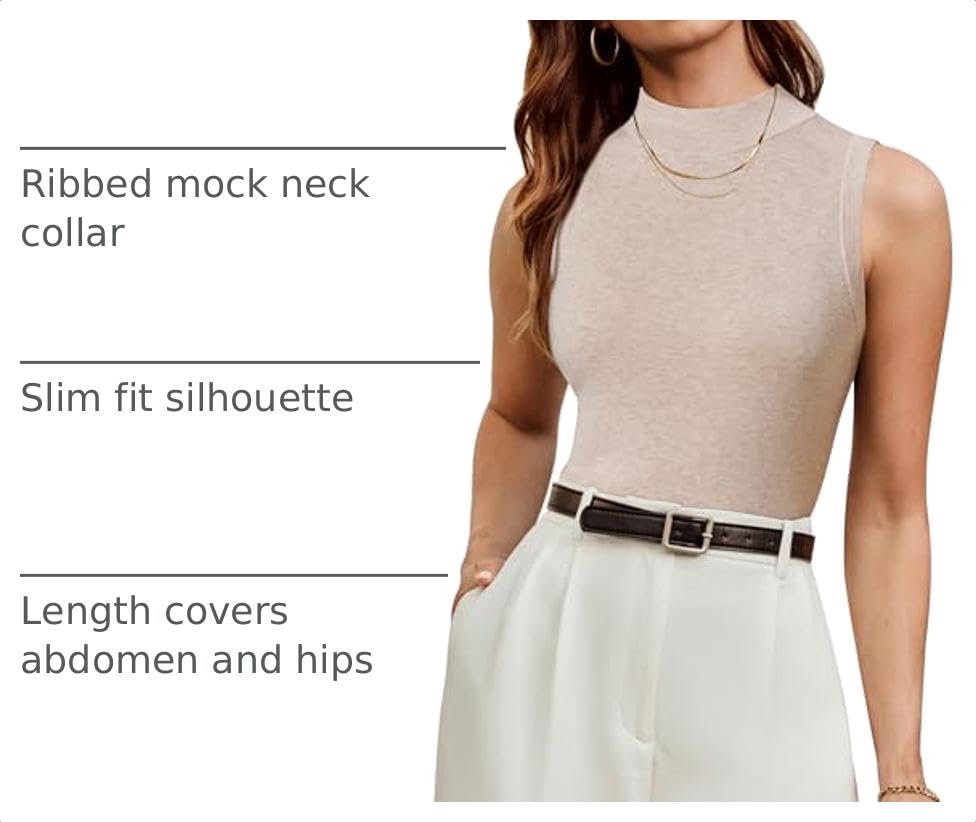 Image of Arach&Cloz Women's Wool Blend Mock Neck Fall Business Casual Sweater Tank