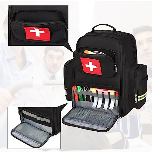Image of Gatycallaty First Aid Backpack Medical Emt First Responder Bag Empty Ems Emergency Home Health Hiking Trauma Travel Camping (Black, Large)
