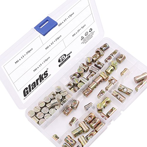 Glarks 75Pcs Metric M6 X 11Mm/12Mm/13Mm/15Mm/20Mm Barrel Nuts Cross Dowels Slotted Nuts Furniture Nuts For Beds Crib And Chairs #TOP5