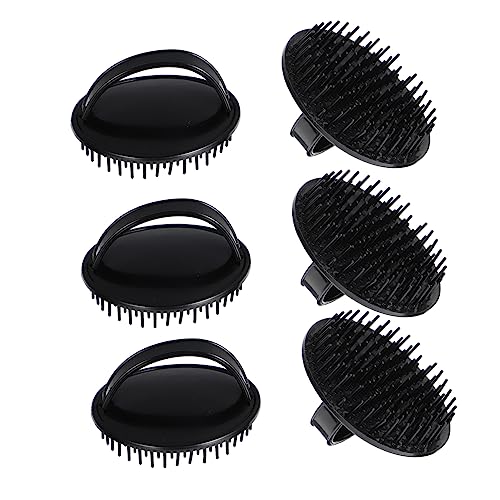 GOOHOCHY 6 Piezas cepillo de champú línea de pelo peine anticaspa masajeador de cabeza hair care hair massager masaje de limpieza de cabeza peine para lavar la cabeza el plastico Black