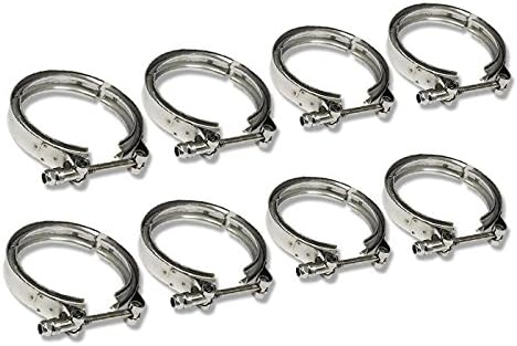 3.25 Inches ID V-Band Clamp, Stainless Steel, 10 mm Lock Bolt, Universal Use for 3.25" Outer Diameter Tube (Pack of 8)