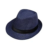 ❤️Paket: 1 STÜCK Hut Trada Sonnenschutz Hut, Kinder Sommer Strand Strohhut Jazz Panama Trilby Fedora Hut Gangster Cap Sonnenhut Faltbarer Kindergürtel Outdoor-Kappe Sonnenschutzkapp (H)