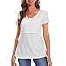 Bearsland Womens 3 Packs V Neck Nursing Tops Maternity Breastfeeding Tee Shirts,White dot+Army Green+White Rose,L