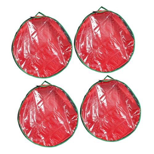 STOBAZA Christmas Garland Pouch Round Storage Bag Clear Window Foldable Wreath Holder Holiday Organizer Easy to Carry