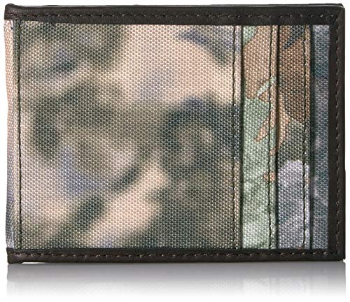 WEBER'S PREMIER LEATHER Men's Magnetic Money Clip Front Pocket King's Desert Shadow Camo Polyester Exterior Leather Trim Wallet
