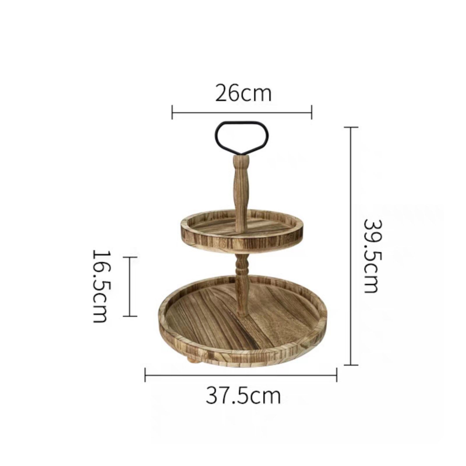 Sharplace Soporte para Tartas de Madera Hecho a Mano Bandeja Expositor Centro de Mesa de 2 Niveles para Postres y Frutas con Asa y Base Estable Aspecto, Marrón Claro, Style to 3