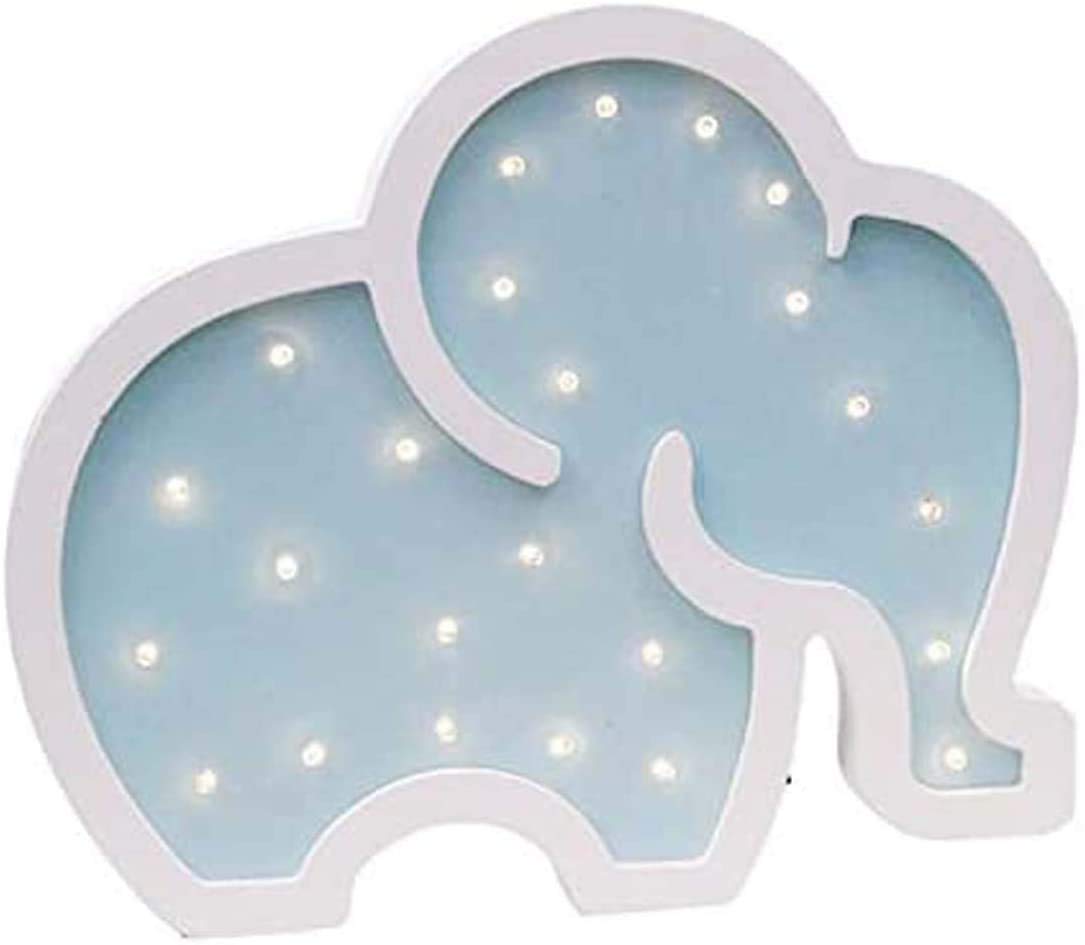 Elephant Night Light, DELFINO Warm White LED Lamp Elephant Sign Decorative Table Lamps for Baby, Kids, Adults Children, Living Room, Bedroom, Nursery, Bule