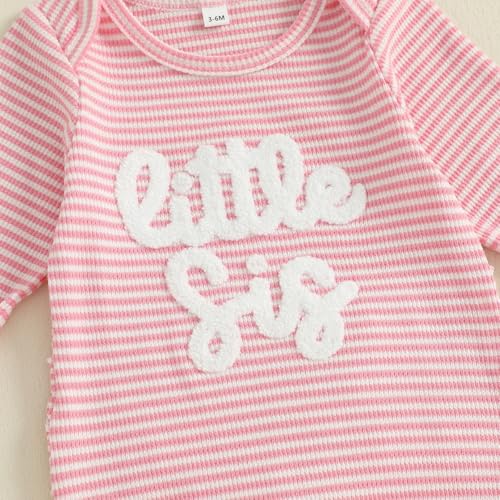 Newborn Baby Girl Clothes She Here Romper Waffle Stripe Jumpsuit And Headband Coming Home From Hospital Outfit4