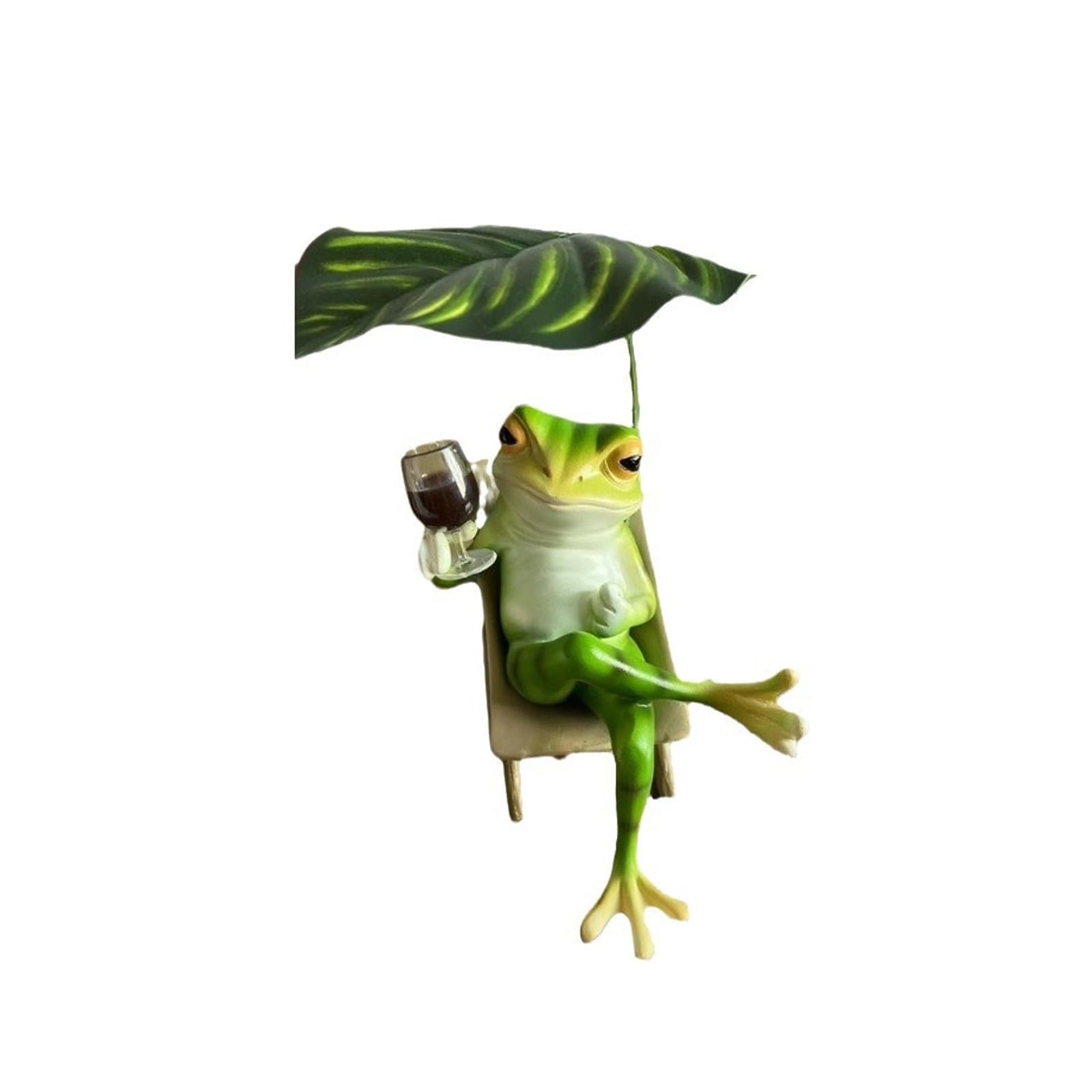 Hredyqw Frogs Decoration Resting on Chair Resin Drinking Frogs Statue Garden Animal Sculpture Handcrafted Resin Art