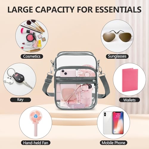 Image of Blvornl Clear Crossbody Bag with Adjustable Shoulder Strap, Stadium Approved PVC Purse Bag, Messenger Bag
