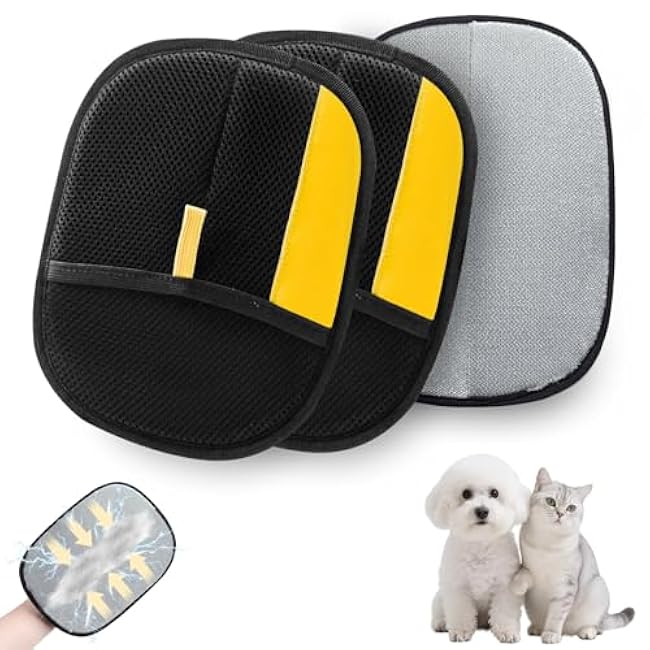 Magic Brush Pet Hair,Pet Hair Removal Glove for Cats & Dogs, Newly Upgraded Reusable Electrostatic Pet Hair Remover Glove Powerful Cat Grooming Glovesfor Couch Furniture, Carpet, Curtain(2PCS)-otH2b6w8