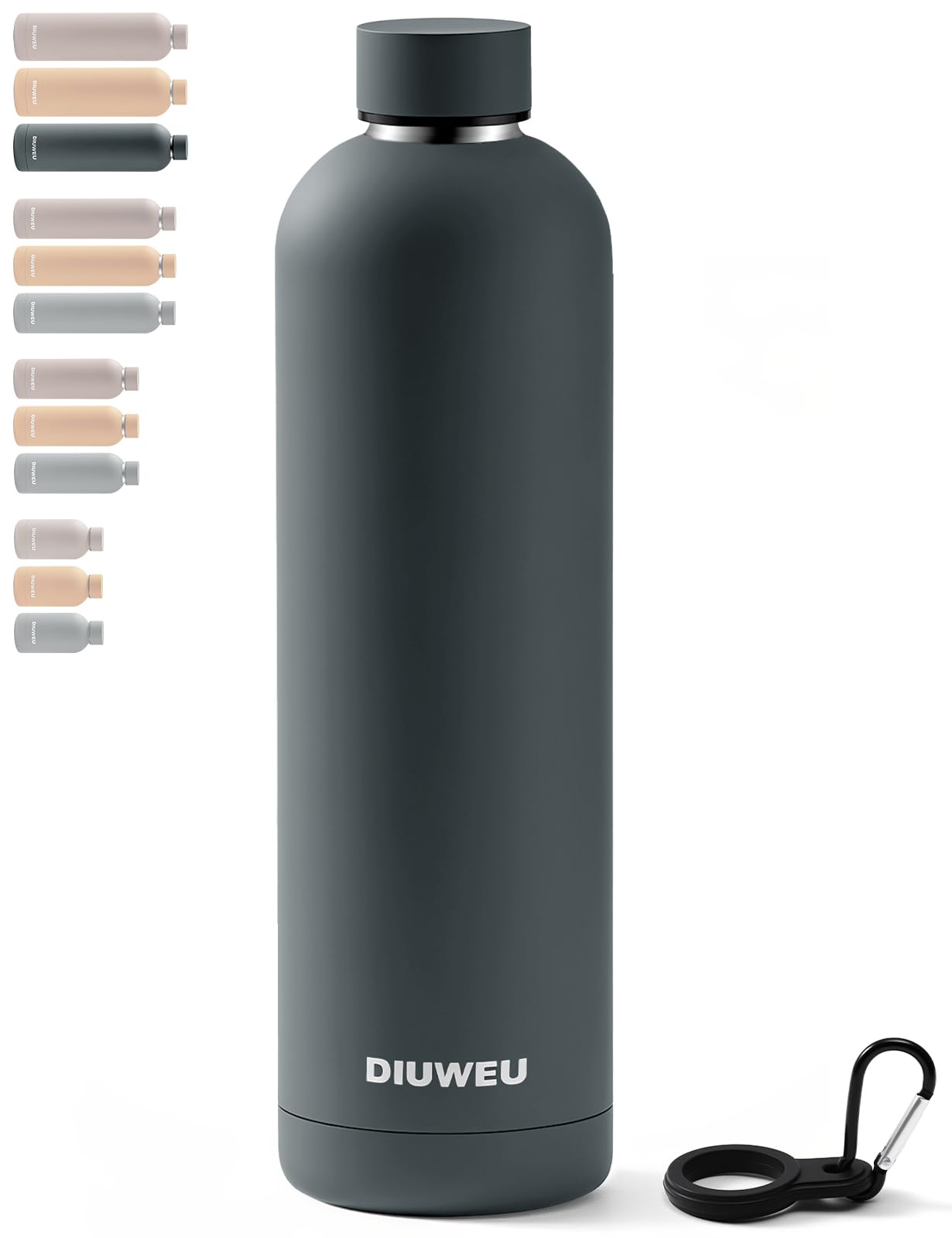 Stainless Steel Water Bottle Double Wall, Insulated Metal Water Bottle with Clip, 350ml/500ml/750ml/1L, BPA Free, 24hrs Cold & 12hrs Hot, Suitable for Sports, Camping, Hiking, Cycling, Gym, Travel