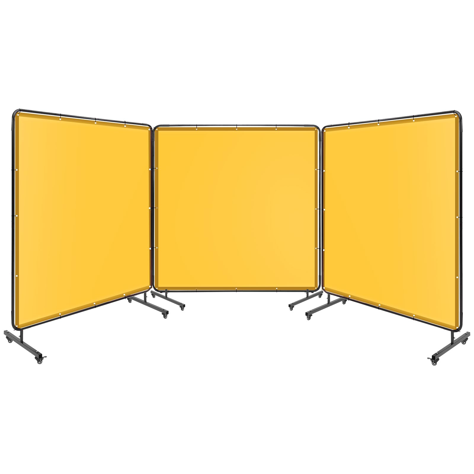 JustSmart 3 Panel 6x6 FT Vinyl Welding Screen with Frame, Flame-Resistant PVC Welding Curtain with Lockable Swivel Wheels, Transparent Welding Screen